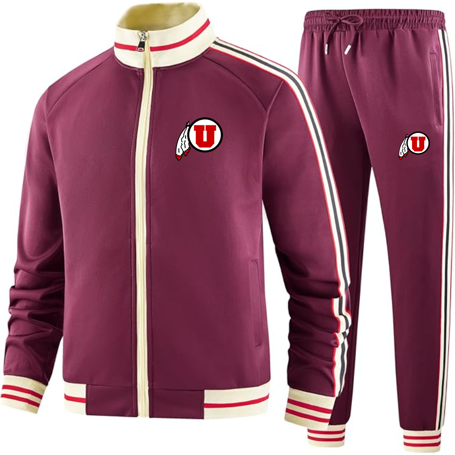 Men's Utah Utes Tracksuit with Bold Striped Accents and Zippered Front